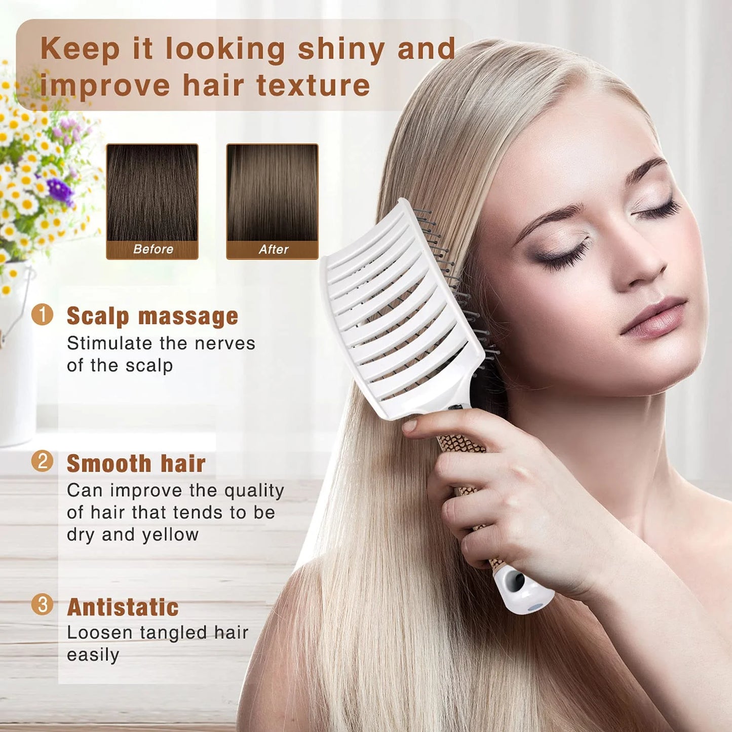 FlexVent Detangling Paddle Hair Brush – Lightweight, Fast-Dry Styling for All Hair Types